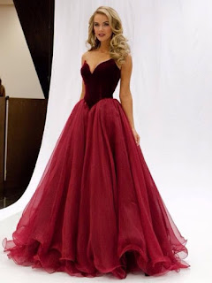 Princess V-neck Burgundy Organza Floor-length Ruffles Famous Prom Dresses