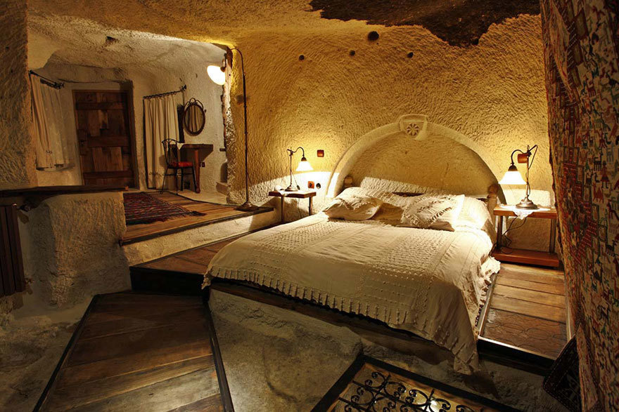  14 Crazy Hotels That Will Give You Serious Travel Goals - Fairy Chimney Hotel in Turkey is right in the middle of Cappadocia, famous for the tufa rock cones. In fact, portions of the hotel are actually carved from the cones themselves.