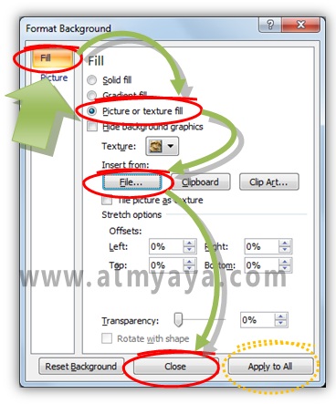  Gambar:  Dialog untuk mengatur format backround  slide Microsoft Powerpoint