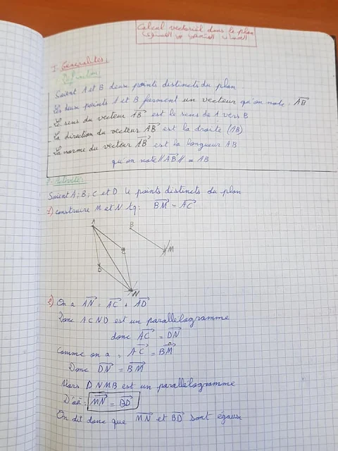 Les vecteurs Résumé. Et exercices avec solutions. Tc science