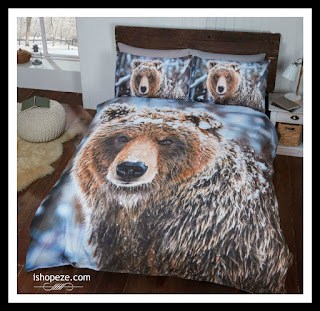 Wildlife brown bear duvet set in Sngle, 