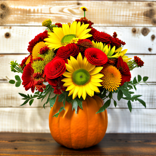 Fall flowers in a pumpkin vase