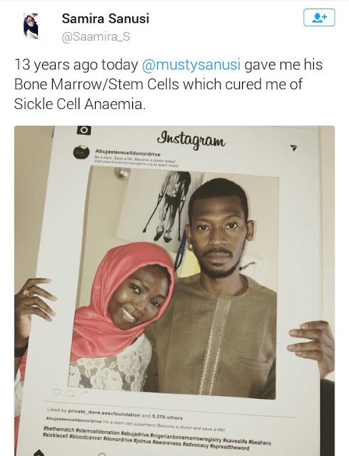 Be a hero! Nigerian Sickle Cell survivor celebrates her brother who donated his own bone marrow to her 13 years ago