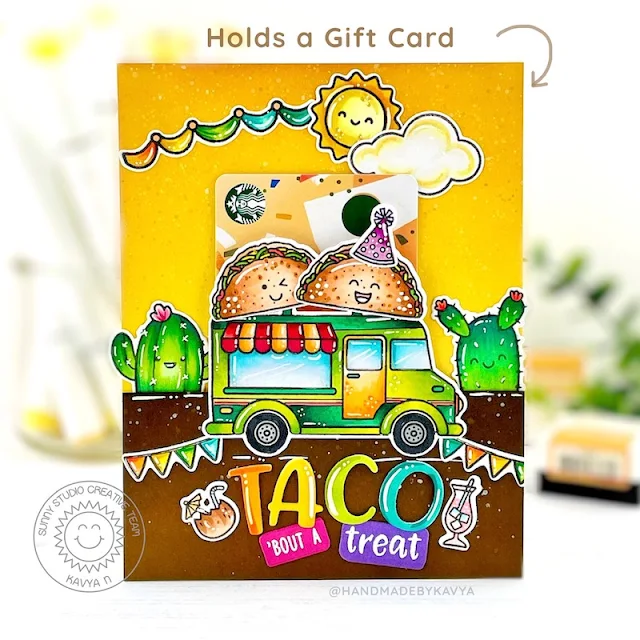 Sunny Studio Stamps: Gift Card Pocket Dies Cruisin Cuisine Fast Food Fun Card by Kavya