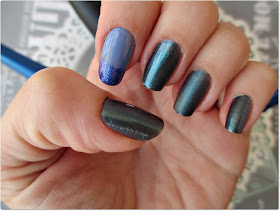 Manicura: azul tornasolado para el otoño - Masglo, China Glaze, Peggy Sage y Essence