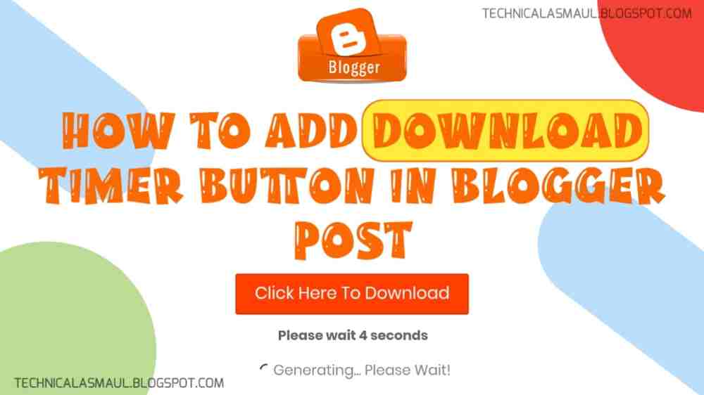 How to add download timer button in Blogger Post
