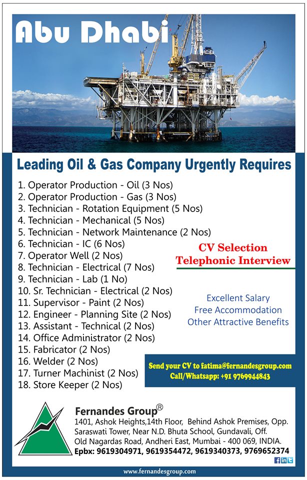 Abu Dhabi a Leading Oil & Gas Company Urgently Required