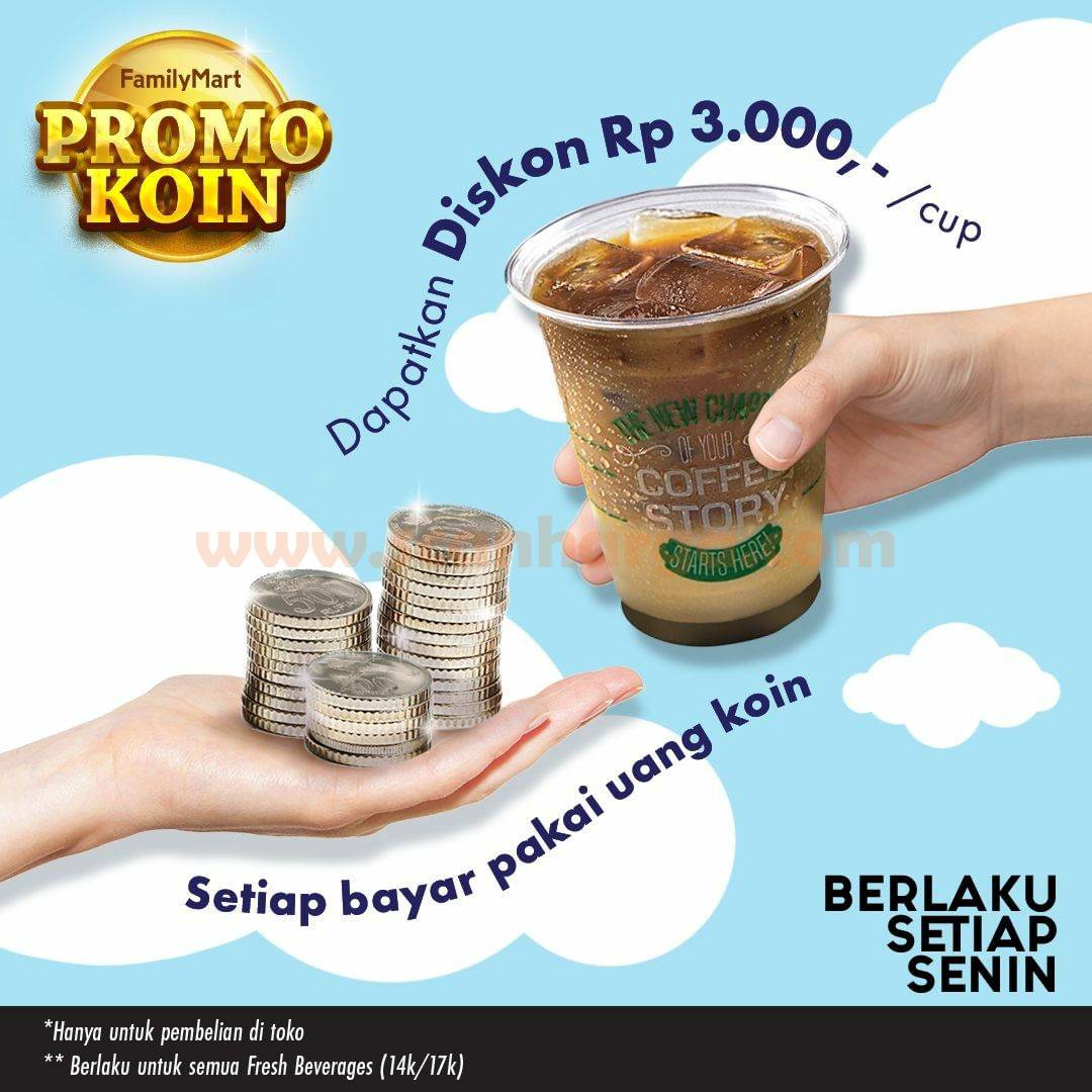 FAMILYMART Promo KOIN – Diskon Rp3.000/ cup Bayar Pakai Koin