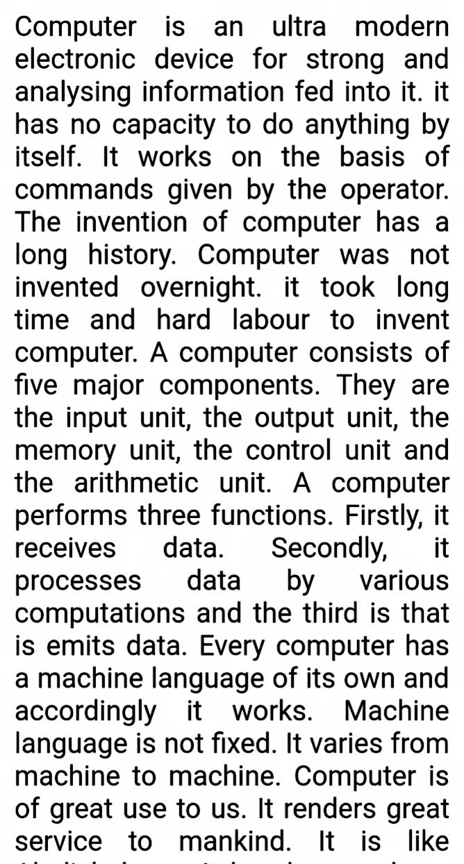 Computer Paragraph For Class 1 2 3 4 5 6 7 8 9 10 11 12