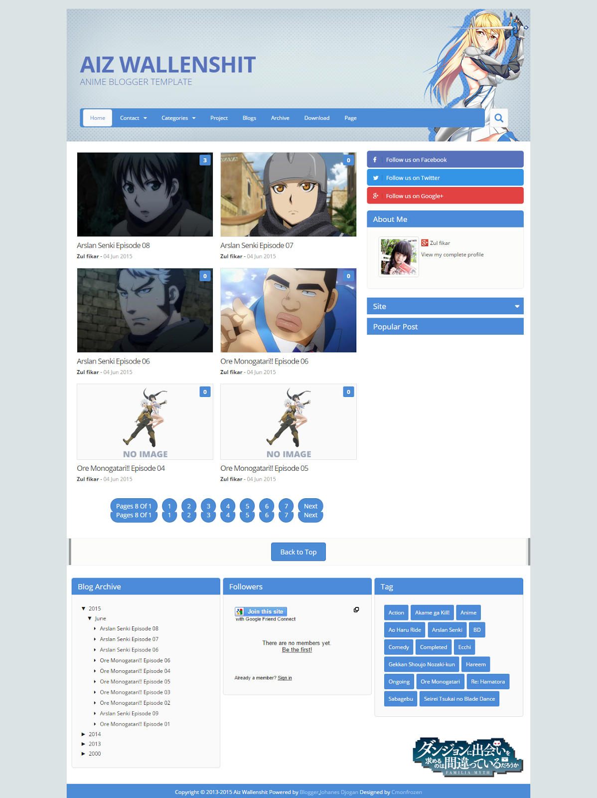 Aiz Wallenstein Danmachi Anime Blogger Template