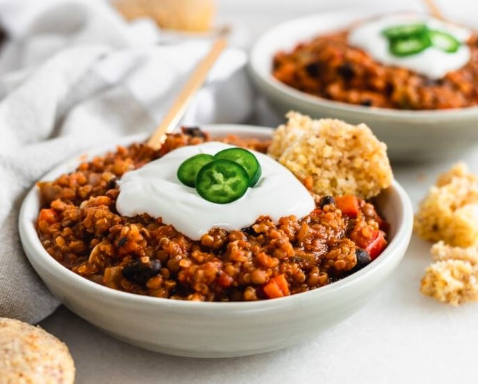 Vegan Pumpkin Lentil Quinoa Chili