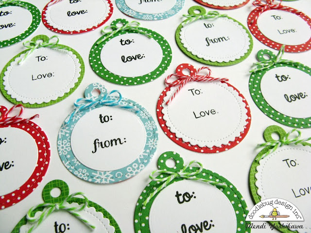 Doodlebug Design: Here Comes Santa Claus Christmas Holiday Gift Tags by Mendi Yoshikawa