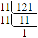 Prime factorization of 121 by division method.