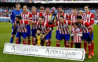 ATLÉTICO DE MADRID - Madrid, España - Temporada 2013-14 - Courtois, Mario Suárez, Alderweireld, Gabi, Raúl García, Insúa y Godín; Arda Turan, Juanfran, Koke y Diego Costa - ATLÉTICO DE MADRID 3 (Raúl García, Diego Costa y Godín), REAL VALLADOLID C. F. 0 - 15/02/2014 - Liga de 1ª División, jornada 24 - Madrid, estadio Vicente Calderón