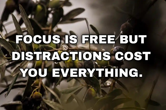 Focus is free but distractions cost you everything.