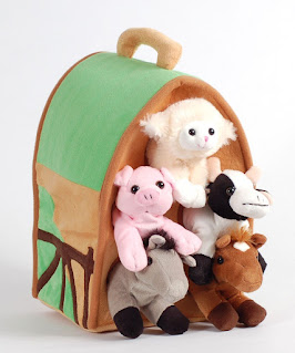 Plush farmhouse with animals playset