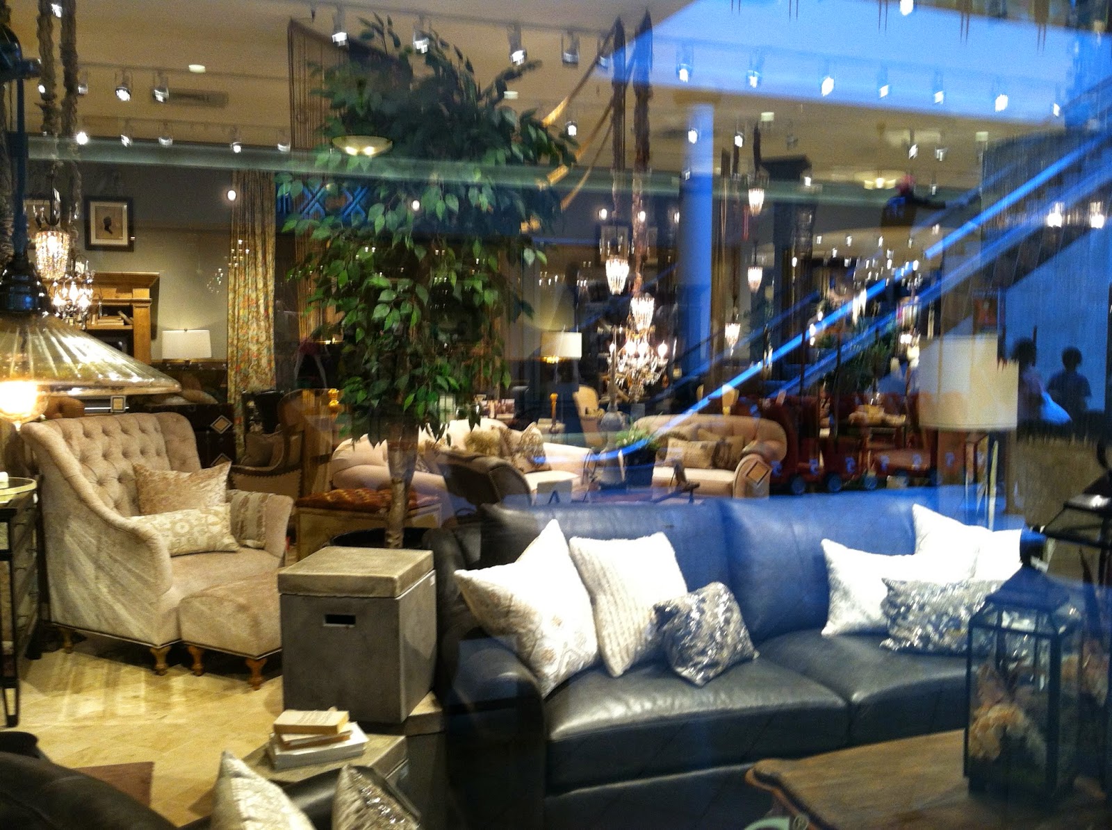 Looking into the window at the Arhaus store.