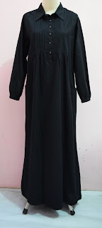 gamis katun muslimah warna hitam | khisan fashion toko jilbab online termurah malang