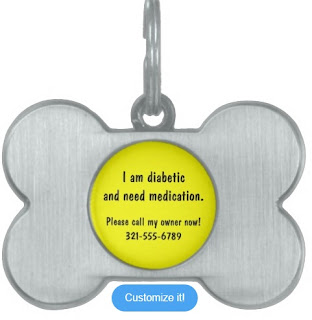 Dog ID tag for a pet with a medical condition. Customizable from Zazzle.