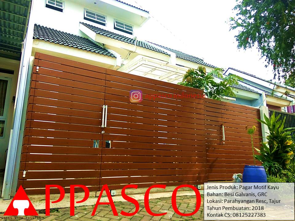  Pagar  Minimalis  Modern  Klasik  Motif Horizontal Kayu di Parahyangan Tajur Bogor Jual Kanopi 