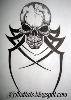 Skull Tribal Tattoo Design 