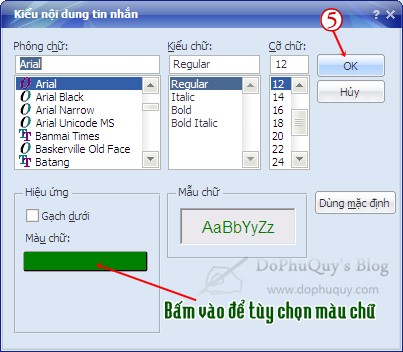 Thay đổi font chữ Yahoo