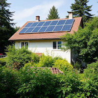 home with rooftop solar panels