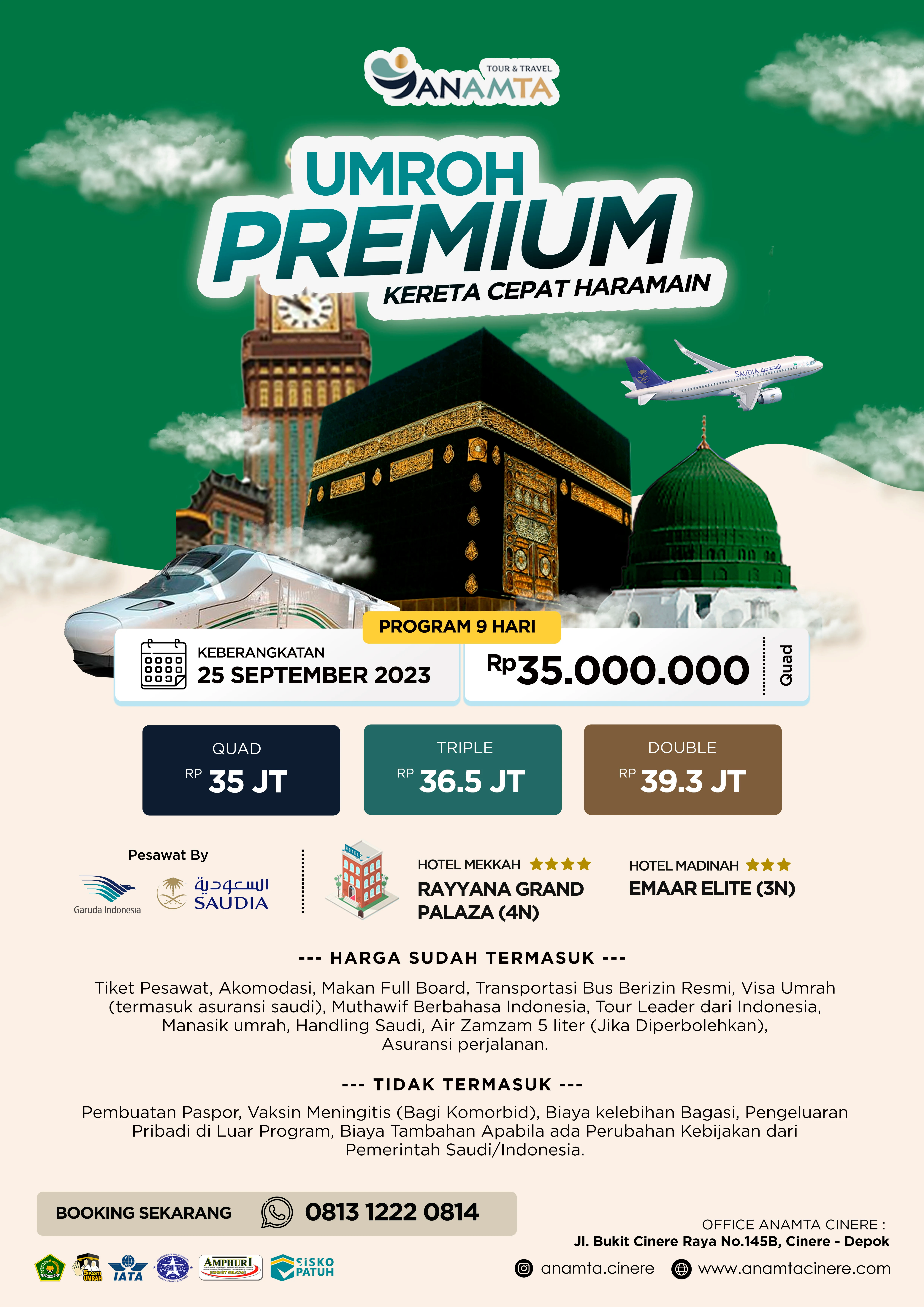 Umroh Premium Kereta Cepat Haramain September 2023