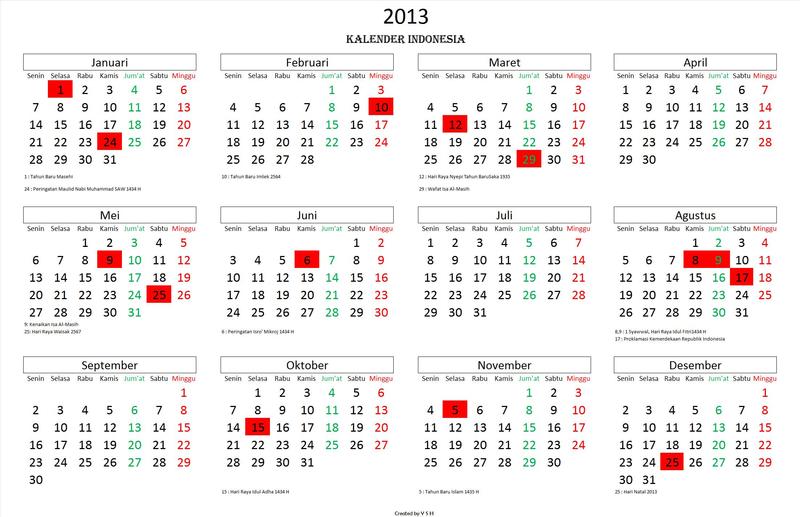 Kalender 2013 dan hari libur