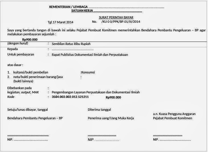 Contoh Surat Perintah Pengeluaran Uang