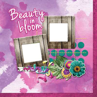 FREE scrapbooking photo page layout Beauty in Bloom Digital scrapbooking kit by Changing Vases