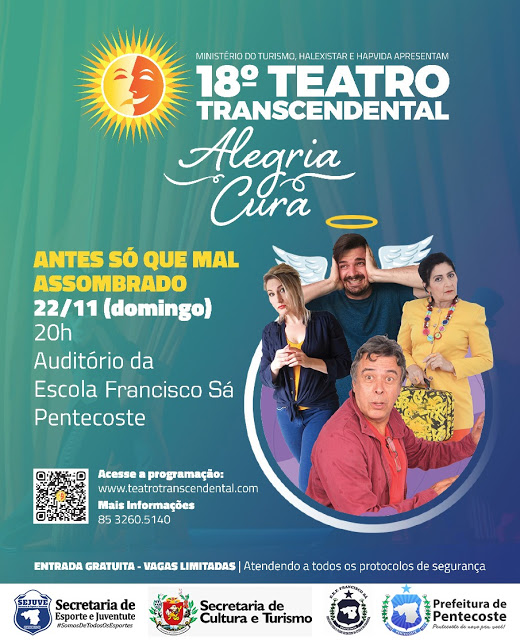 18ª EDIÇÃO DA MOSTRA BRASILEIRA DE TEATRO TRANSCENDENTAL CHEGA A PENTECOSTE NESTE DOMINGO (22)