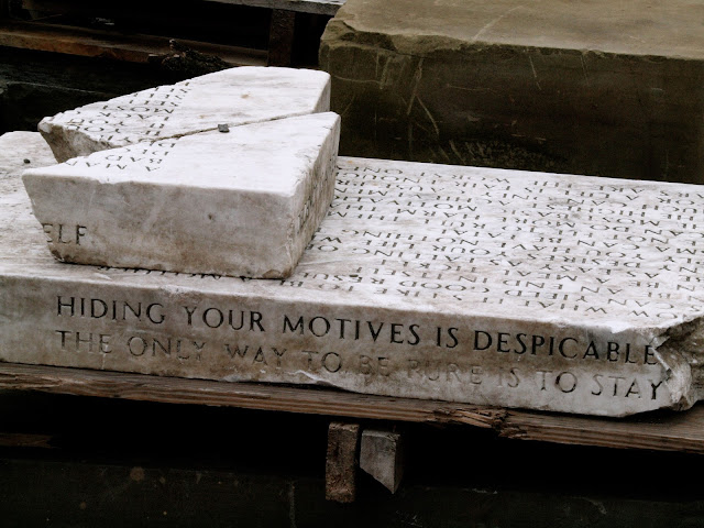 Broken Art, Central Park, New York City (Jenny Holzer broken bench from 1989 exhibit)