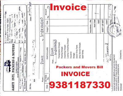 movers packers bill invoice