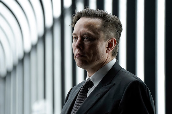 Portrait of Elon Musk at the opening of the Tesla factory in Gruenheide near Berlin