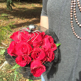 Spider Red Rose Wedding Bridal Bouquet for Halloween by Stein Your Florist Co.