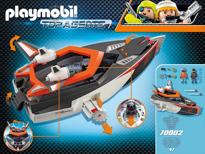 PLAYMOBIL Top Agents | Agentes Secretos 70002 Barco Turbo del Equipo Espía | Fueraborda Equipo SPY Spy Team Turbo ship  Producto Oficial 2018-2019 | Piezas: 47 | Edad: +6 años  COMPRAR ESTE JUGUETE