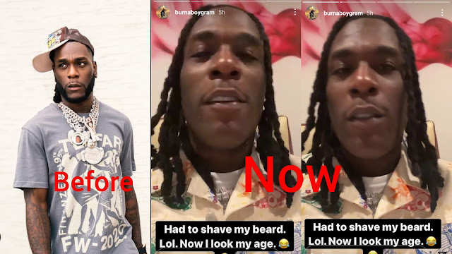 Many Twitter Users React To Burna Boy's New Look As He Shaves His Beards