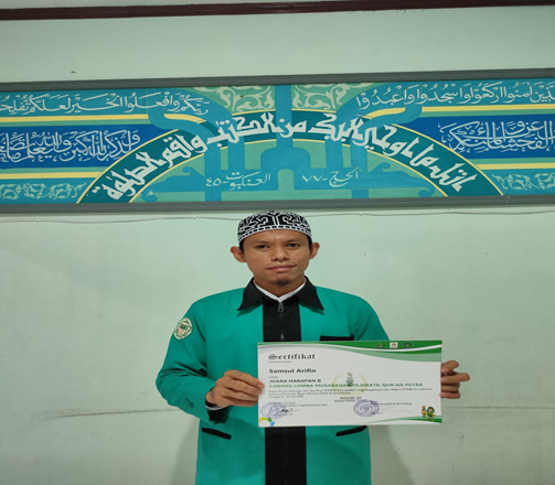 Samsul Arifin Juara harapan 2 dalam PIONIR  IX PTKIN Se-Indonesia di Malang Cabang Lomba MTQ Tilawah Putera