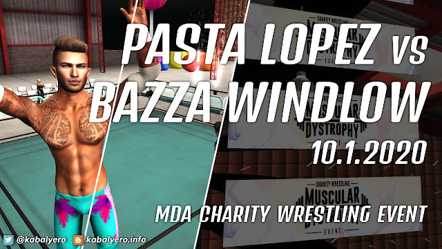 Pasta Lopez vs Bazza Windlow! MDA Charity Wrestling Event 2020 [Second Life Wrestling]