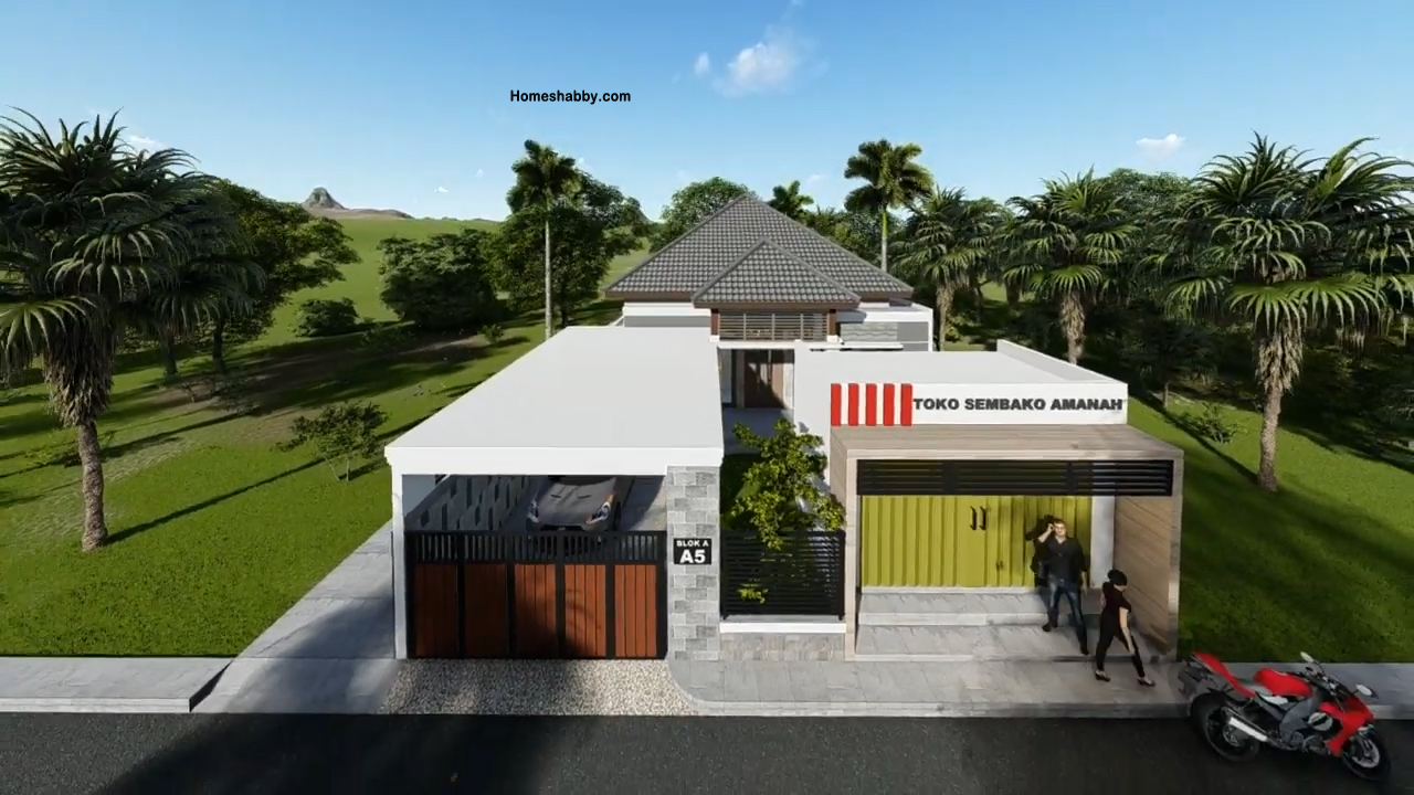 Desain Dan Denah Rumah Plus Toko Ukuran 12 X 24 M Terdapat 3 Kamar Tidur Dengan Interior Lebih Modern Homeshabbycom Design Home Plans