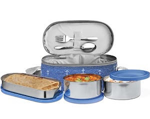 MILTON Corporate Lunch Stainless Steel Containers, Set of 3, (280 ml, 280 ml, 472 ml)