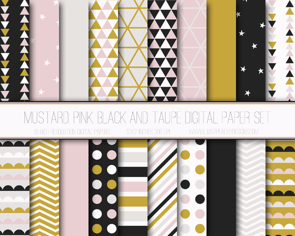 Free Digital Paper: Mustard and Pink