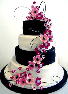 wedding flowers pink and black