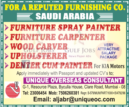 Reputed furnishing co Large Jobs for KSA