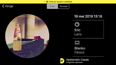 Schermafbeelding Hipstamatic-instellingen Eric + Blanko