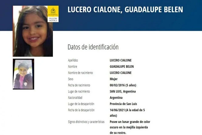 Guadalupe Lucero: Interpol emitió una alerta amarilla