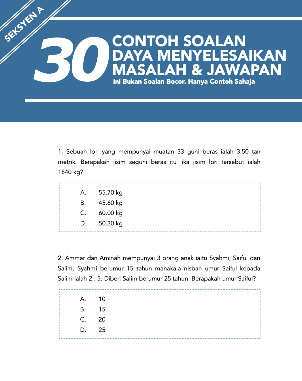 Contoh Soalan Matematik Psikometrik Pembantu Setiausaha 