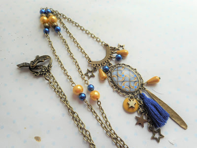 collier wax jaune et bleu