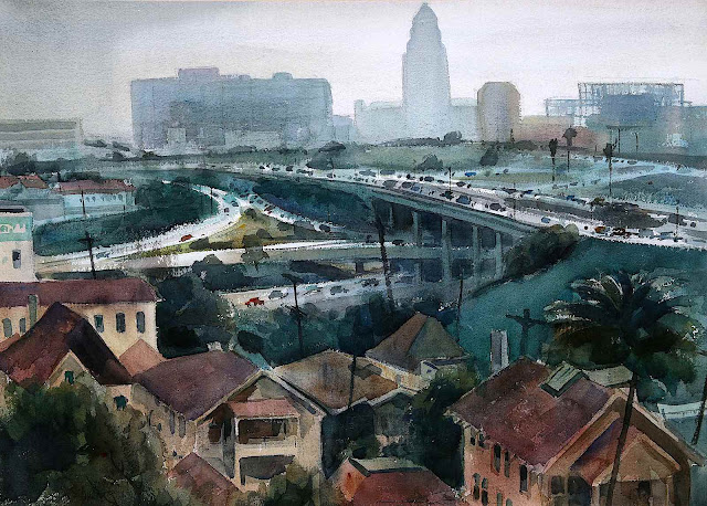 Hardie Gramatky, an urban watercolor scene